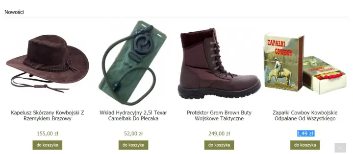Przykład wyświetlania listy nowych produktów Strona sklepu internetowego na platformie Shoper > Lista nowości