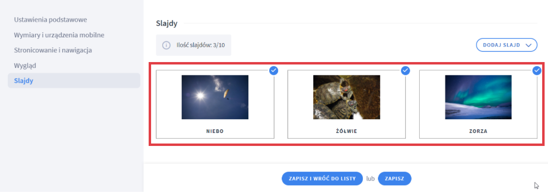 Panel administracyjny sklepu > Dodatki i integracje > Moje aplikacje > Multi Slider > Slidery > Slajdy > Podgląd slajdów