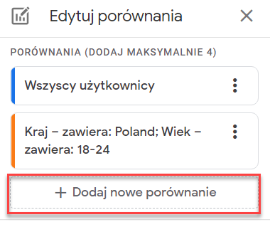 Kliknij opcję: Dodaj nowe porównanie