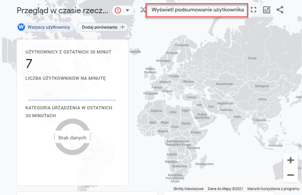 Raport czas rzeczywisty w Google Analytics 4