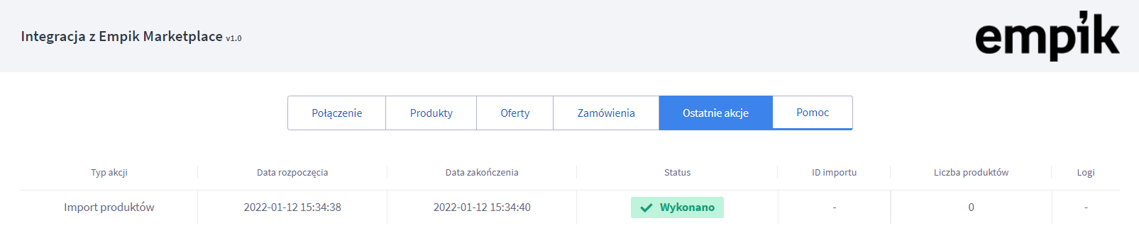 Panel administracyjny > Dodatki i integracje > Moje aplikacje > Empikplace
