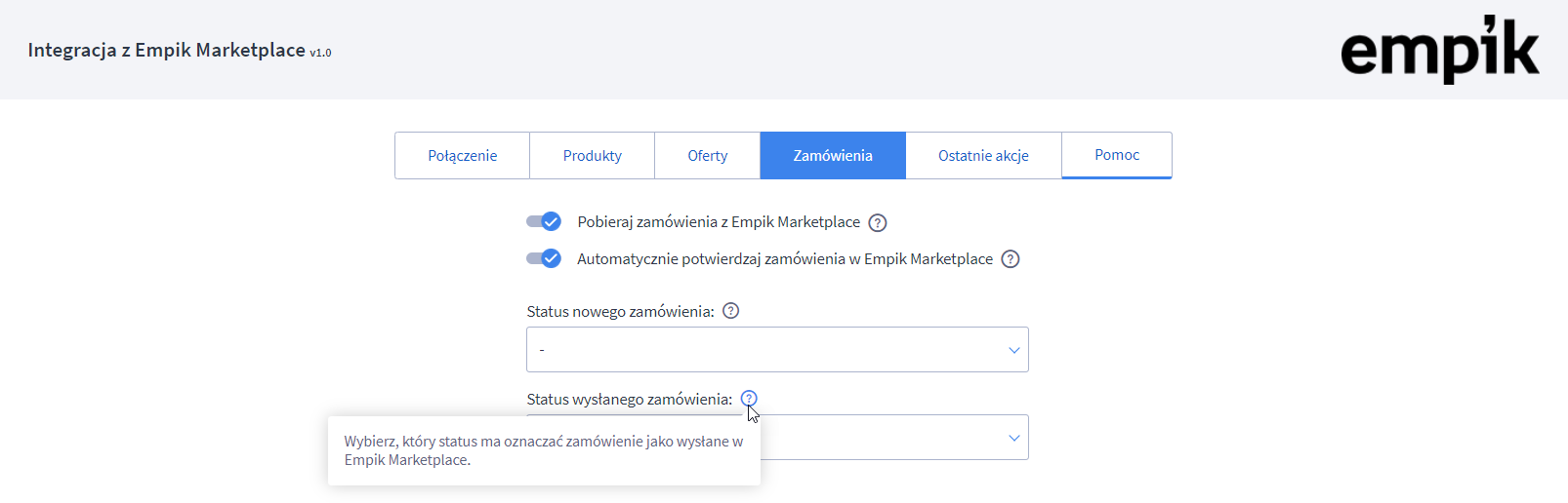 Panel administracyjny > Dodatki i integracje > Moje aplikacje > Empikplace