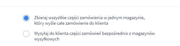 Opcje wysyłki zamówień w całości lub w części