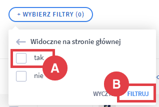 Panel administracyjny sklepu > Obsługa sklepu > Filtrowanie produktów