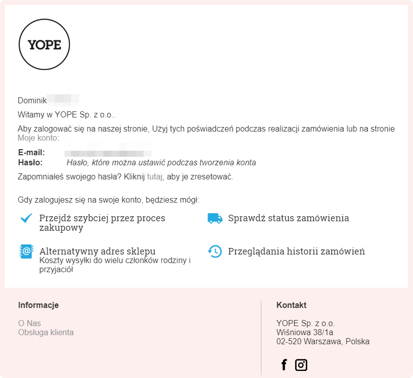 Przykładowa transakcyjna wiadomość e-mail wysyłana przez sklep internetowy Przykład transakcyjnej wiadomości e-mail wysłanej ze sklepu internetowego