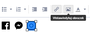 Zaznacz obrazek w edytorze i kliknij ikonę łańcucha, aby dodać link na obrazku Wstawianie linka do obrazka w edytorze tekstowym sklepu Shoper