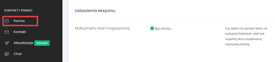 Panel Apilo > Kontakt i pomoc > Pomoc