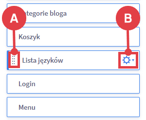 Z tego poziomu możesz przenosić moduły do układu oraz przejść do jego edycji Shoper Visual Editor opcje modułu