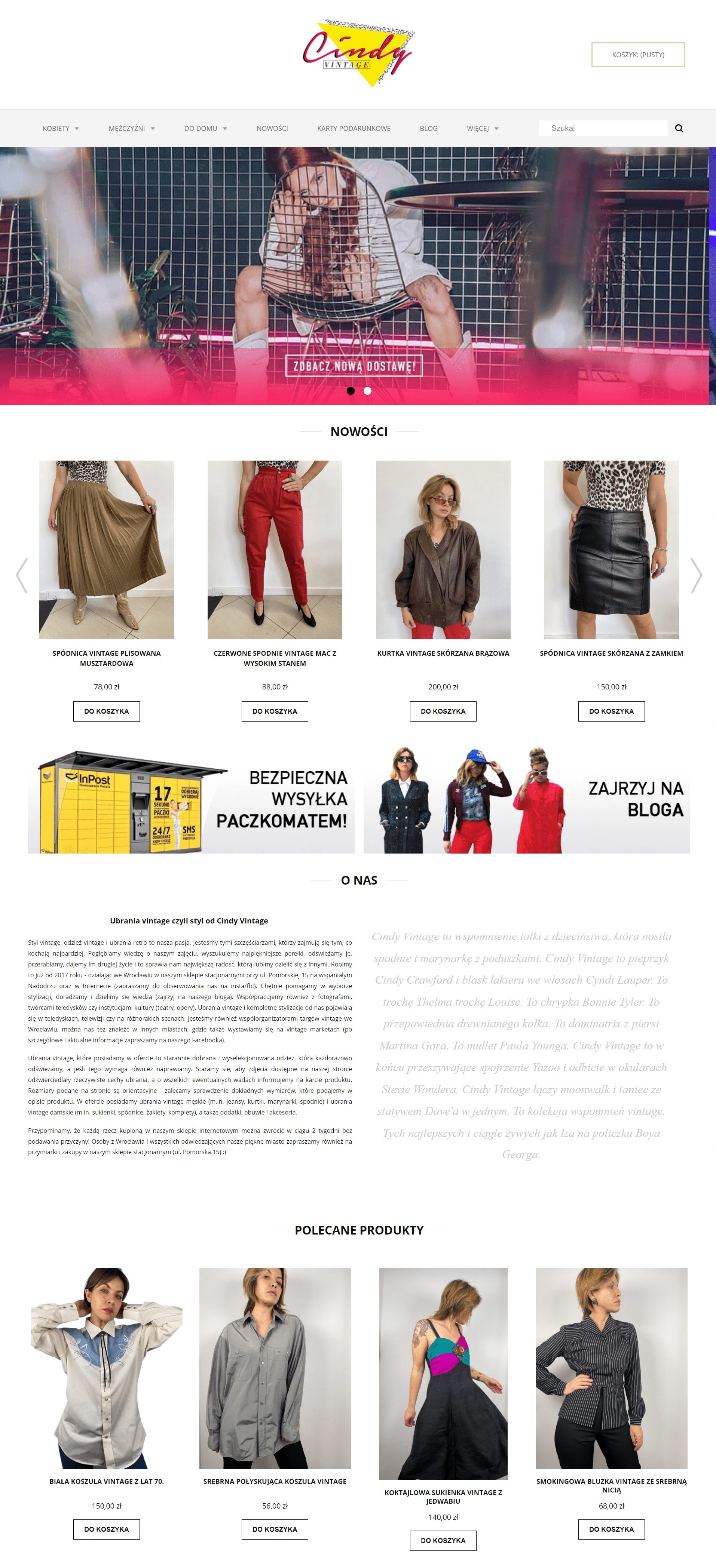 Sprzedaż starych ubrań w sklepie Cindy Vintage