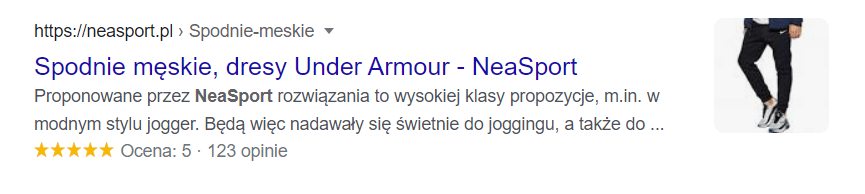 Przykład wyniku wyświetlonego w wyszukiwarce Google. Przykładowy wynik na stronach wyszukiwarki Google.