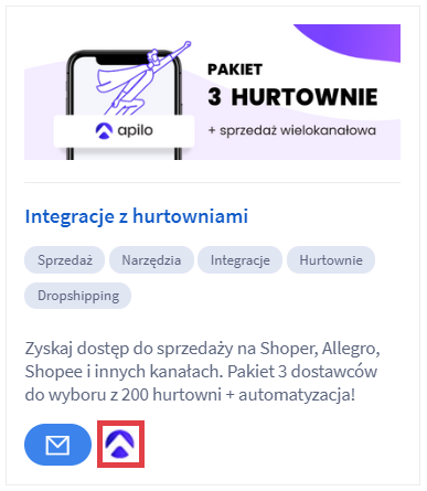 Przejdź do konfiguracji aplikacji Integracje z hurtowniami Panel administracyjny sklepu > Dodatki i integracje > Moje aplikacje > Integracje z hurtowniami