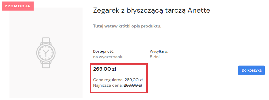 Historia cen produktu na liście produktów w widoku listy Historia cen produktu na liście produktów w widoku listy