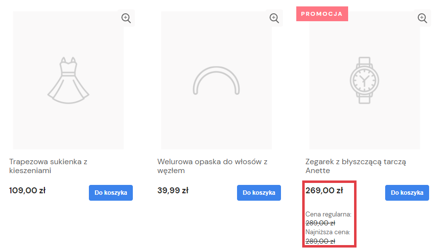 Historia cen produktu na liście produktów w związku z dyrektywą Omnibus Historia cen produktu na liście produktów w związku z dyrektywą Omnibus