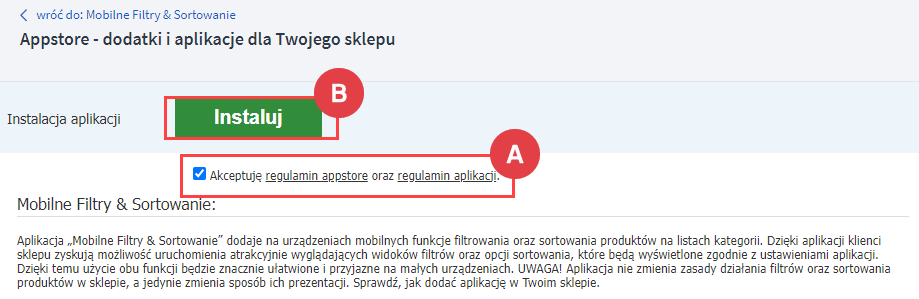 Panel administracyjny > Dodatki i integracje > Aplikacje > Instalacja aplikacji
