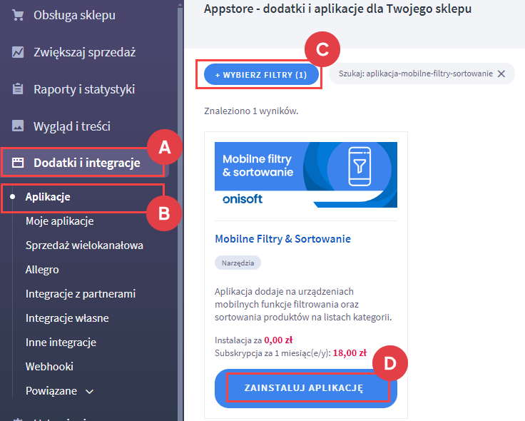 Panel administracyjny > Dodatki i integracje > Aplikacje