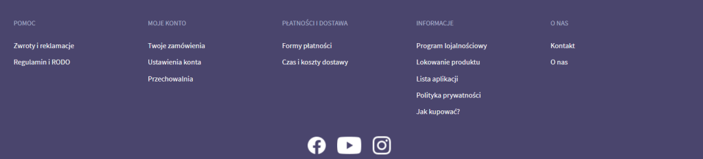 Przykładowa stopka dla sklepu internetowego