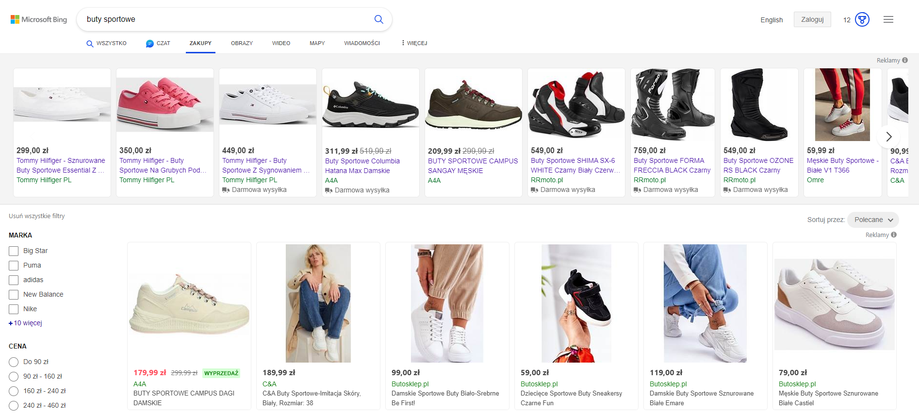Kampania Microsoft Ads w wyszukiwarce Bing