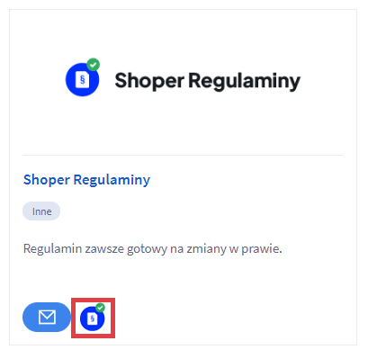 Panel administracyjny sklepu > Dodatki i integracje > Moje aplikacje > Shoper Regulaminy