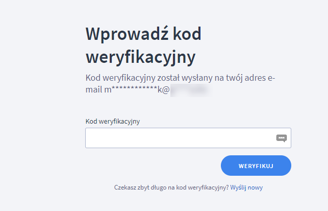 Sprawdź skrzynkę e-mail przypisaną do użytkownika logującego się do panelu administracyjnego sklepu Logowanie do panelu administracyjnego sklepu Shoper - wprowadź kod weryfikacyjny