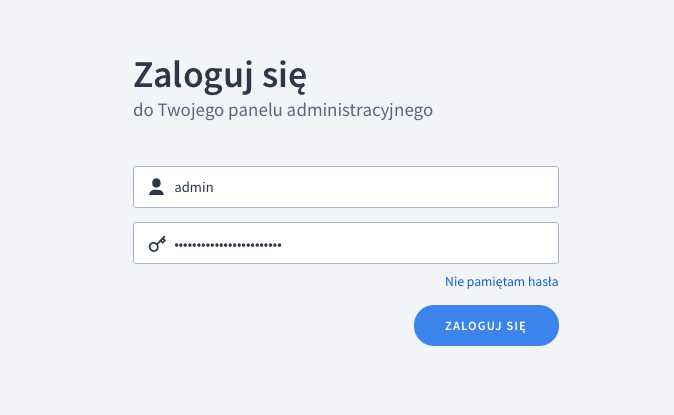 Podczas logowania do panelu administracyjnego sklepu podaj login i hasło dostępu. Formularz logowania do Panelu administracyjnego sklepu shoper.pl