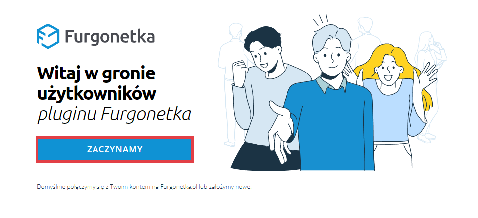 Pierwsza konfiguracja aplikacji Furgonetka Aplikacja Furgonetka - powitanie użytkownika