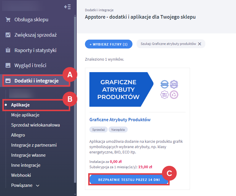 Przetestuj aplikację do prezentacji graficznych atrybutów produktów w sklepie Shoper Panel administracyjny sklepu > Dodatki i integracje > Aplikacje > Graficzne Atrybuty Produktów