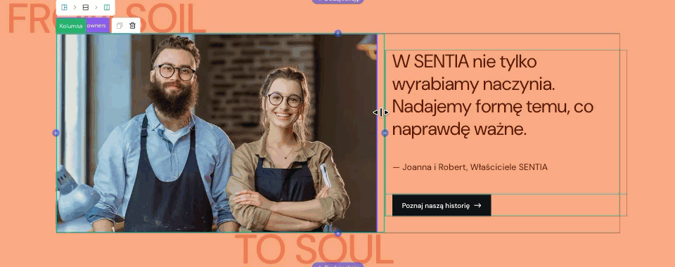 Zmiana szerokości kolumn za pomocą suwaka