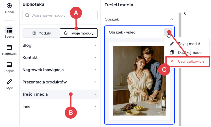 Usuwanie modułu bez możliwości jego przywrócenia Usuwanie modułu bez możliwości jego przywrócenia