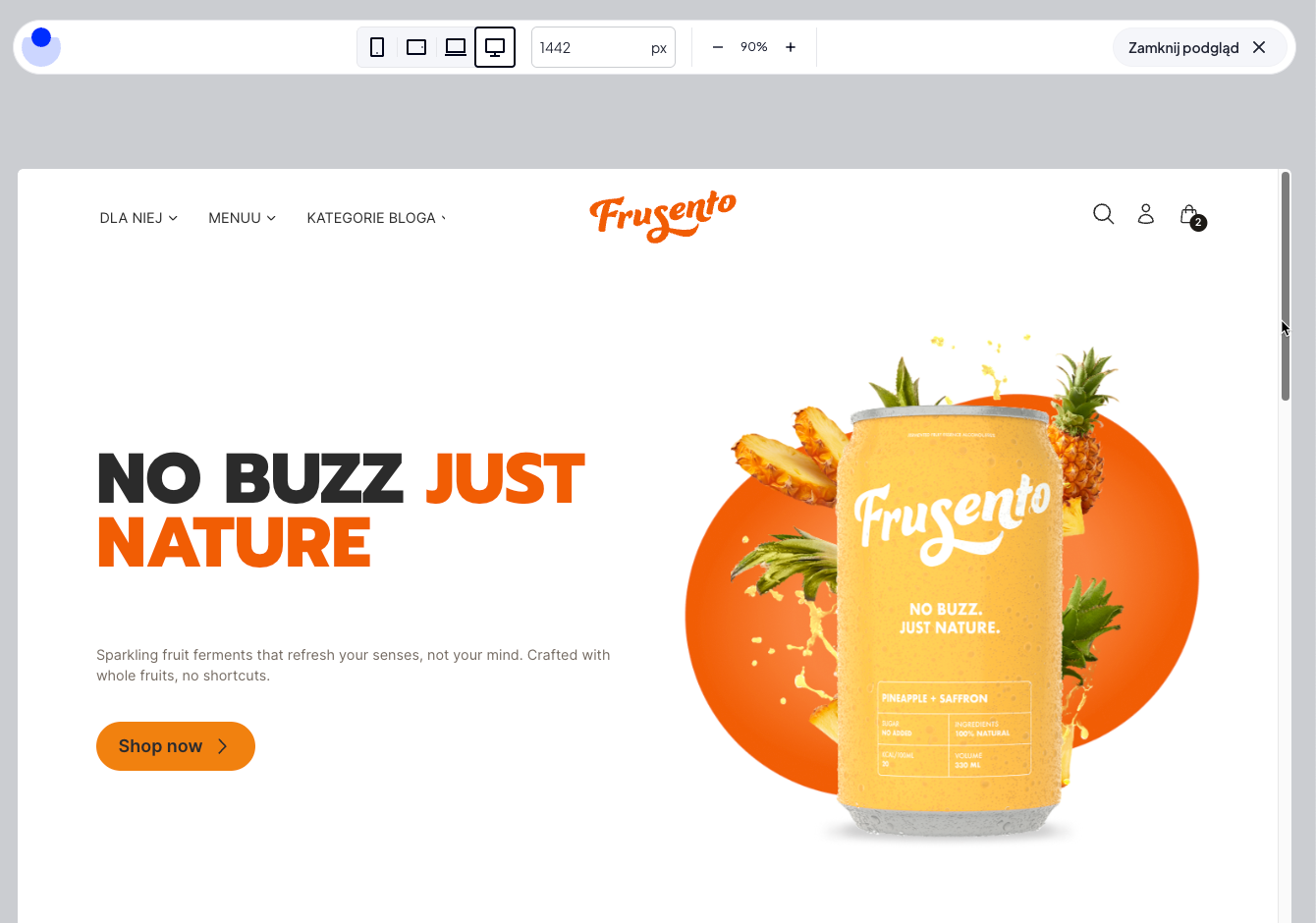 Podgląd jak wygląda modyfikowana strona (widok jak widzi ją klient) Przykładowy podgląd modyfikowanej strony z perspektywy klienta