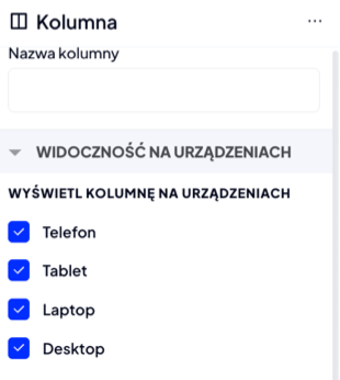 Ustawienia widoczności podczas edycji kolumny