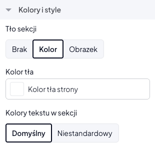 Zarządzanie kolorami i tłami w ustawienaich sekcji Zarządzanie kolorami i tłami w ustawienaich sekcji