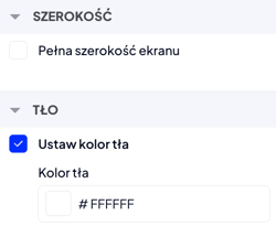 Ustawienia szerokości sekcji oraz jej koloru tła
