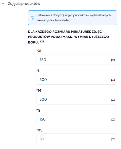 Ustawienia zdjęć produktów - szablon Shoper Storefront