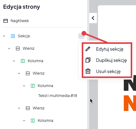 Zarządzanie strukturą strony i edycja użytych modułów Zarządzanie strukturą strony i edycja użytych modułów