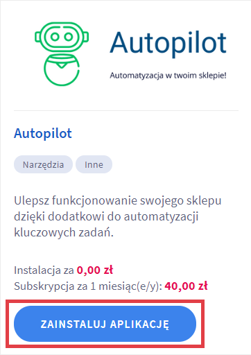 Kliknij przycisk: Zainstaluj aplikację, aby rozpocząć instalację aplikacji
