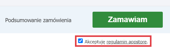 Zapoznaj się i zaakceptuj regulamin Appstore Zapoznaj się i zaakceptuj regulamin Appstore
