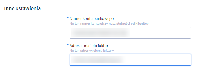 Tworzenie konta Przelewy24 - Inne ustawienia w formularzu aktywacyjnym