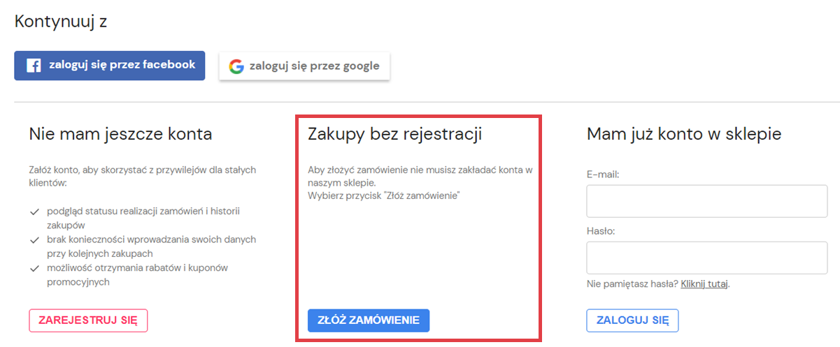 Złóż zamówienie bez rejestracji w sklepie Shoper Strona sklepu Shoper > Zakupy bez rejestracji