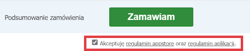 Zapoznaj się i zaakceptuj regulaminy Appstore oraz aplikacji
