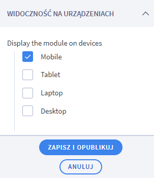 Wybierz na jakich urządzeniach ma być wyświetlany slajder Shoper Visual Editor > Edycja modułu Slajder > Widoczność na urządzeniach
