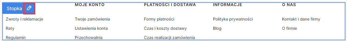 Shoper Visual Editor > Pogląd na żywo > Edycja stopki