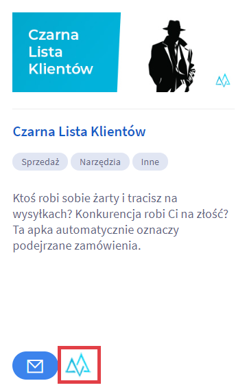 Odszukaj aplikację Czarna Lista Klientów i przejdź do jej konfiguracji Panel administracyjny sklepu > Dodatki i integracje > Moje aplikacje