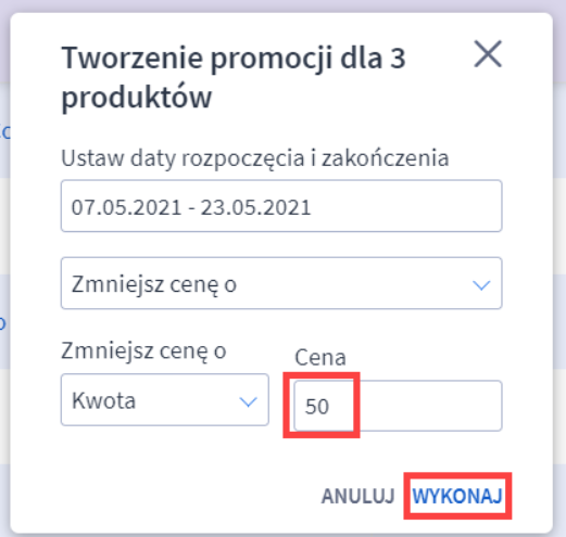 Ustawianie promocji na wiele produktów, poprzedni mechanizm Ustawianie promocji na wiele produktów, poprzedni mechanizm