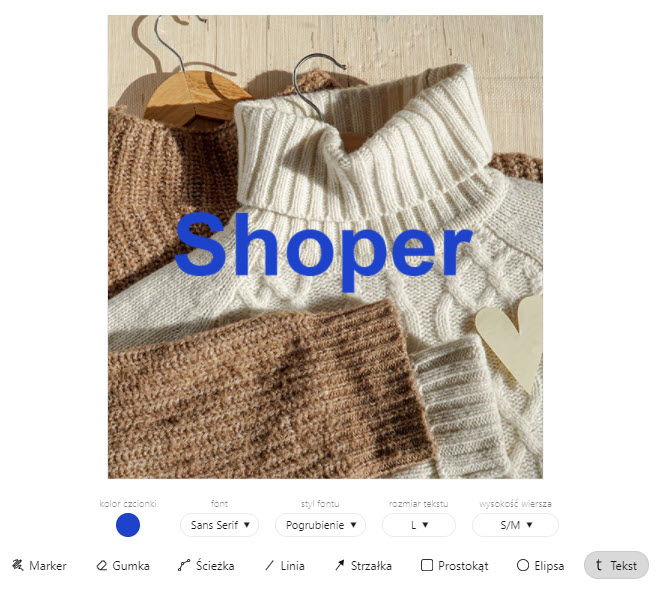 Edytor zdjęć w Shoper Visual Editor - rysowanie i kształty
