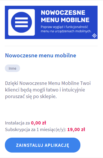 Panel administracyjny sklepu > Dodatki i integracje > Aplikacje
