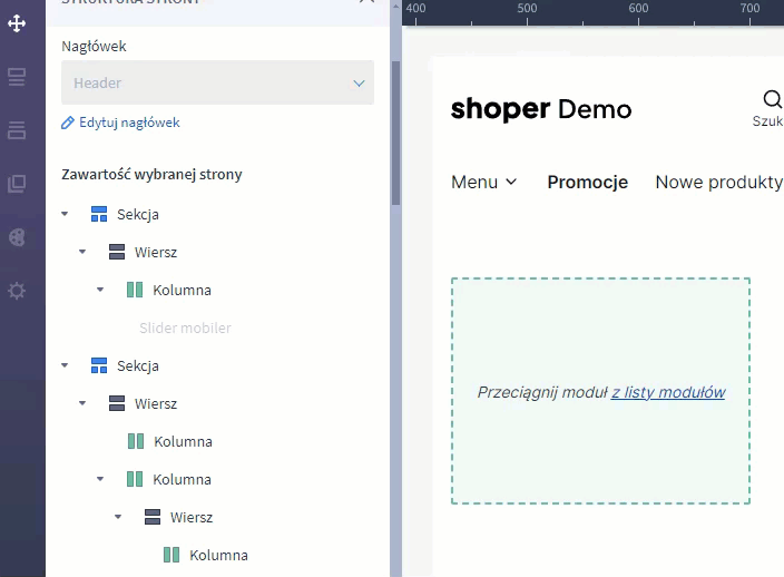 Kliknij w link i przejdź szybko do listy dostępnych modułów Shoper Visual Editor - szybki dostęp do modułów