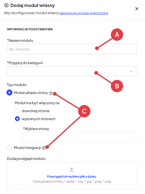 Formularz tworzenia modułu własnego Formularz tworzenia modułu własnego