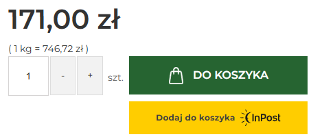 Buton InPost Pay widoczny w karcie produktu Button InPost Pay w karcie produktu