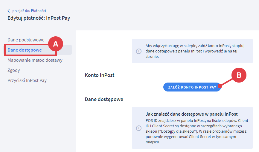 InPost Pay > Dane dostępowe > Załóż konto InPost Pay