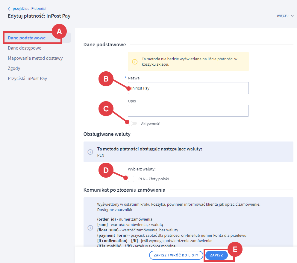 InPost Pay - Dane podstaowowe